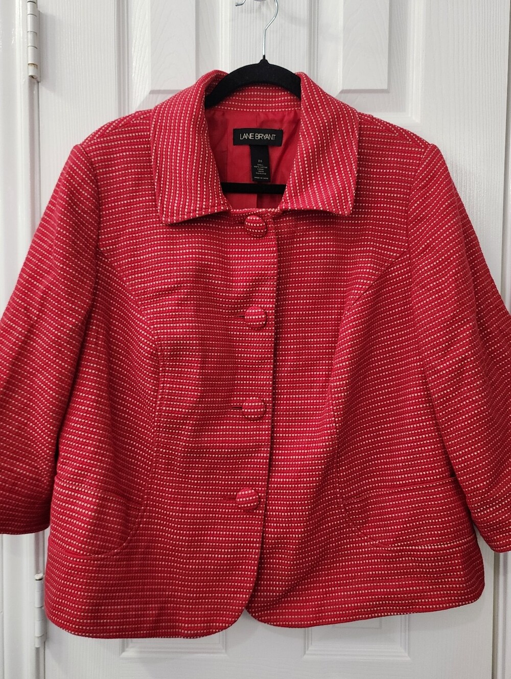 Lane Bryant Red Textured Blazer Jacket Size: 20